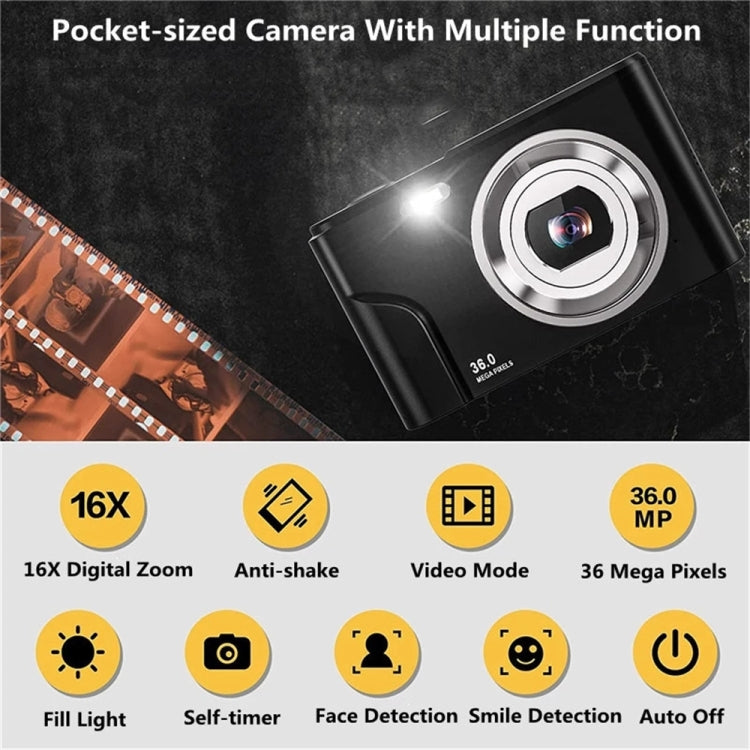DC311 2.4 inch 36MP 16X Zoom 2.7K Full HD Digital Camera Children Card Camera, UK Plug (Green) - Consumer Electronics by buy2fix | Online Shopping UK | buy2fix