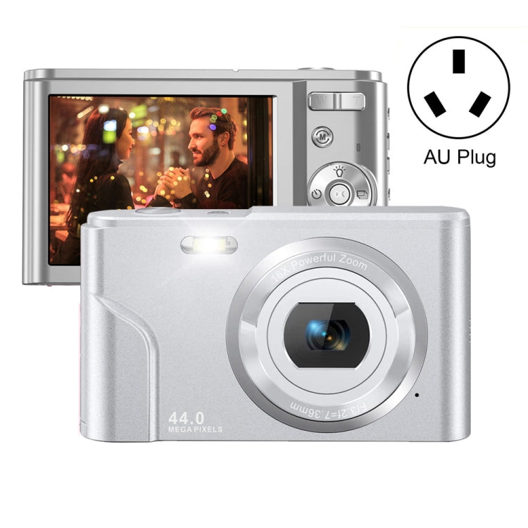 DC302 2.88 inch 44MP 16X Zoom 2.7K Full HD Digital Camera Children Card Camera, AU Plug (Silver) - Consumer Electronics by buy2fix | Online Shopping UK | buy2fix