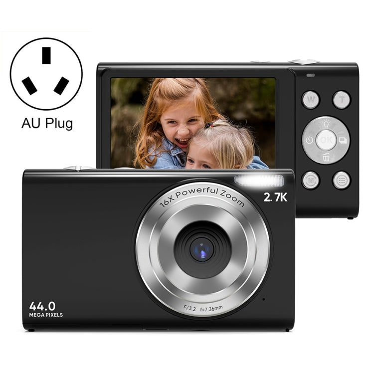 DC402 2.4 inch 44MP 16X Zoom 1080P Full HD Digital Camera Children Card Camera, AU Plug(Black) - Consumer Electronics by buy2fix | Online Shopping UK | buy2fix