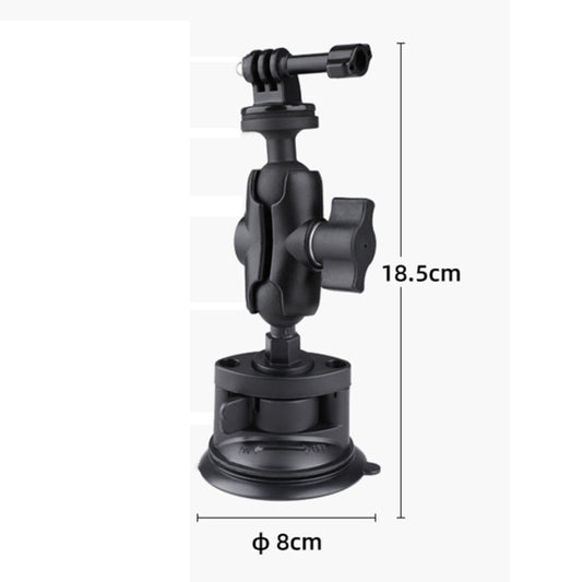 Single Suction Cup Mount Holder with Tripod Adapter & Steel Tether & Safety Buckle (Black) by buy2fix