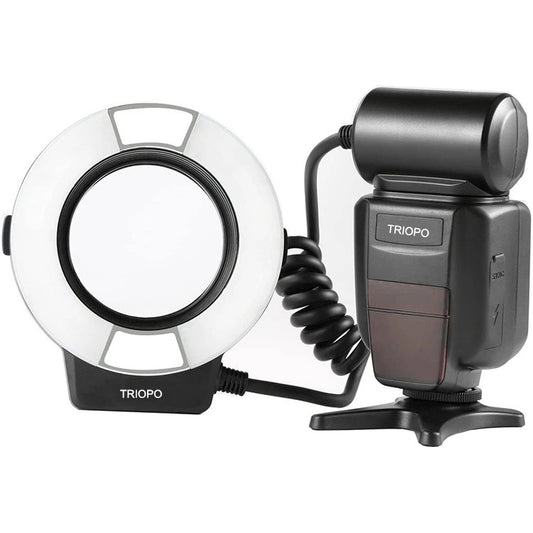 TRIOPO TR-15EX Macro Ring TTL Flash Light with 6 Different Size Adapter Rings For Nikon I-TTL (Black) by TRIOPO