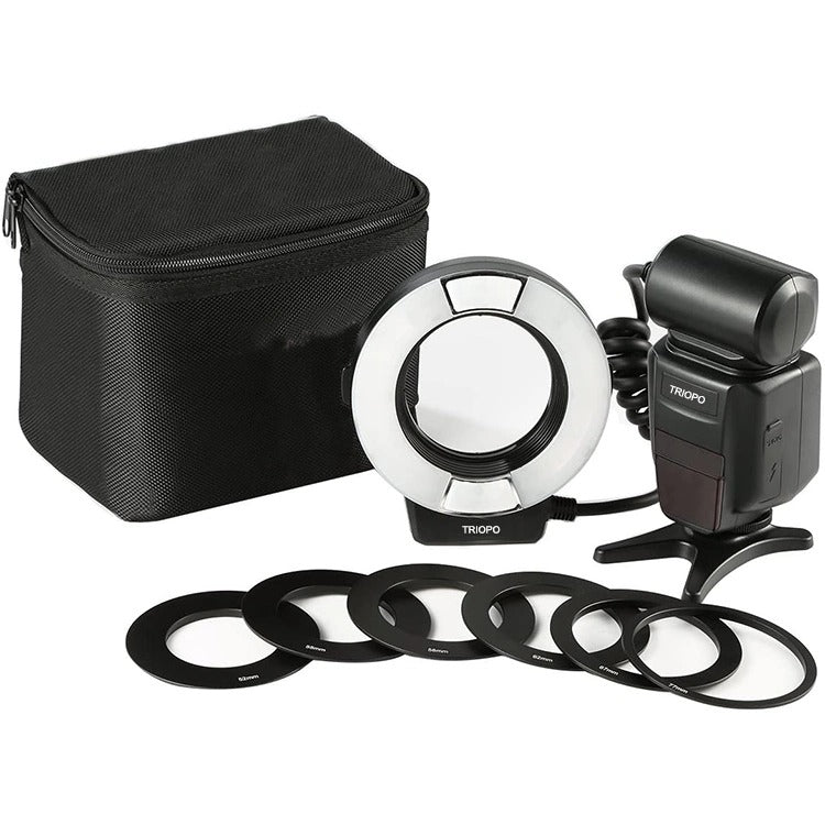 TRIOPO TR-15EX Macro Ring TTL Flash Light with 6 Different Size Adapter Rings For Nikon I-TTL (Black) - Camera Accessories by TRIOPO | Online Shopping UK | buy2fix