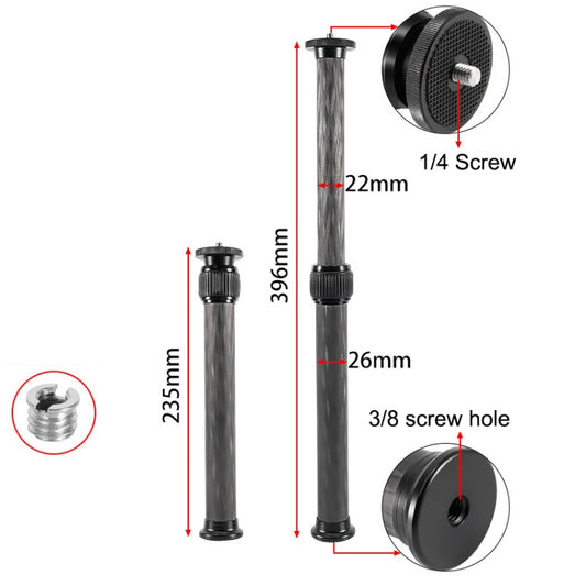 BEXIN P262C 235mm-396mm Tripod Extension Pole Carbon Fiber Center Column Tripod Extender(Black) - Monopods by BEXIN | Online Shopping UK | buy2fix