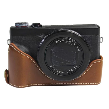 1/4 inch Thread PU Leather Camera Half Case Base for Canon G7 X Mark III / G7 X3 (Brown) - Camera Accessories by buy2fix | Online Shopping UK | buy2fix