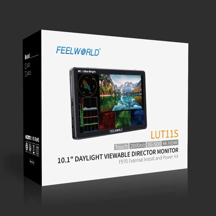 FEELWORLD LUT11S 10.1 inch Ultra High Bright 2000nit Touch Screen DSLR Camera Field Monitor, 3G-SDI 4K HDMI Input Output 1920 x 1200 IPS Panel(US Plug) - Camera Accessories by FEELWORLD | Online Shopping UK | buy2fix
