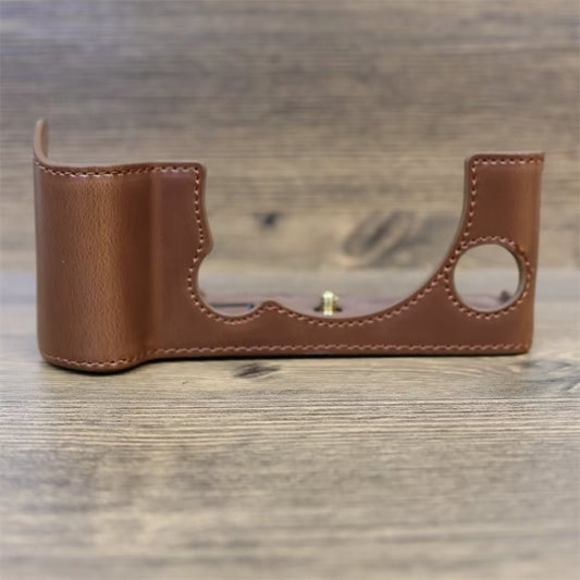 For FUJIFILM X-T5 1/4 inch Thread PU Leather Camera Half Case Base (Coffee) by buy2fix