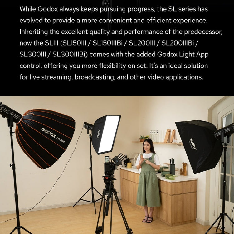 Godox SL200IIIBi 215W Bi-Color 2800K-6500K LED Video Light(EU Plug) - Shoe Mount Flashes by Godox | Online Shopping UK | buy2fix