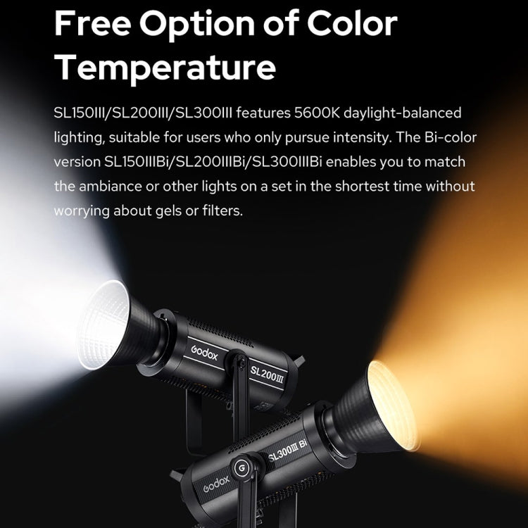 Godox SL300IIIBi 330W Bi-Color 2800K-6500K LED Video Light(US Plug) - Shoe Mount Flashes by Godox | Online Shopping UK | buy2fix