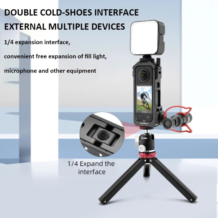 For Insta360 X3 YELANGU LW-ONE X3 Metal Cage Extended Frame Case - DJI & GoPro Accessories by YELANGU | Online Shopping UK | buy2fix