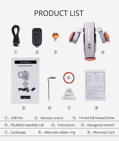 YELANGU L4X Camera 3-wheel Dolly II Electric Track Slider 3-Wheel Video Pulley Rolling Dolly Car with Remote Control for DSLR / Home DV Cameras, GoPro, Smartphones, Load: 3kg(Grey) - Camera Accessories by YELANGU | Online Shopping UK | buy2fix