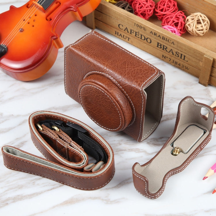 For Canon PowerShot G7 X Full Body Camera PU Leather Camera Case Bag with Strap (Coffee) by buy2fix