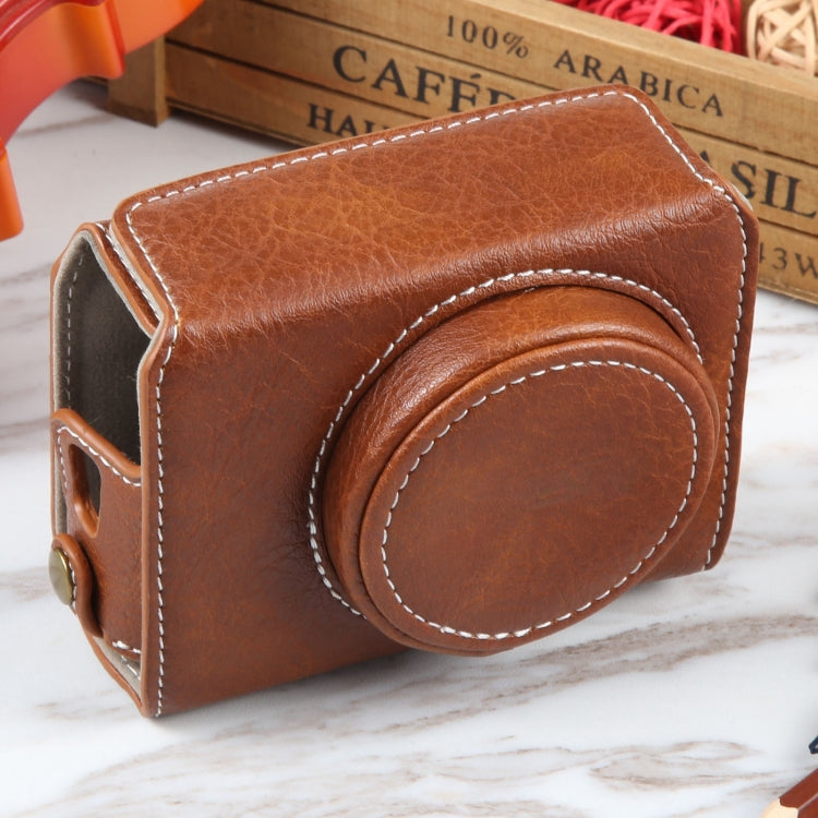 For Canon PowerShot G7 X Full Body Camera PU Leather Camera Case Bag with Strap (Brown) by buy2fix