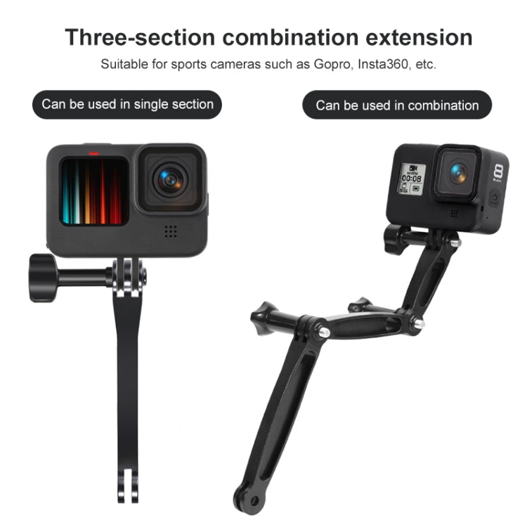 3 in 1 Joint Aluminum Extension Arm Grip Extenter for GoPro Hero11 Black / HERO10 Black / HERO9 Black /HERO8 / HERO7 /6 /5 /5 Session /4 Session /4 /3+ /3 /2 /1, Insta360 ONE R, DJI Osmo Action and Other Action Cameras - DJI & GoPro Accessories by buy2fix | Online Shopping UK | buy2fix