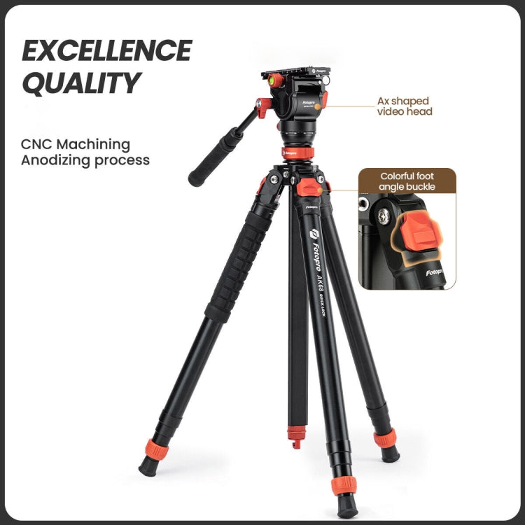 Fotopro AK66 Heavy Duty Fluid Head Tripod Automatic Quick Lock Tripod - Tripods by Fotopro | Online Shopping UK | buy2fix