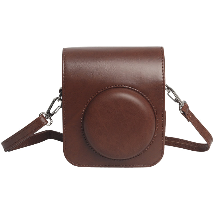 For FUJIFILM Instax mini 12 Leather Case Full Body Camera Bag with Shoulder Strap (Brown) by buy2fix