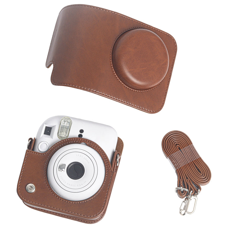 For FUJIFILM Instax mini 12 Leather Case Full Body Camera Bag with Shoulder Strap (Brown) by buy2fix