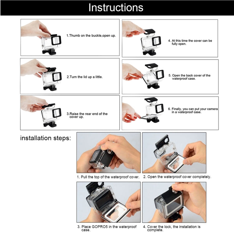 For GoPro  NEW HERO /HERO6   /5  30m Waterproof Housing Protective Case + Hollow Back Cover with Buckle Basic Mount & Screw, No Need to Disassemble Lens(GP413) - DJI & GoPro Accessories by buy2fix | Online Shopping UK | buy2fix