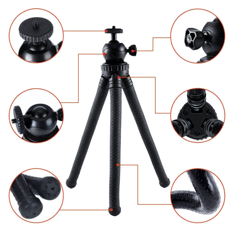 W1 Mini Octopus Flexible Tripod Holder with Ball Head for SLR Cameras, GoPro, Phones (Black) - Portable Mini Tripod by buy2fix | Online Shopping UK | buy2fix