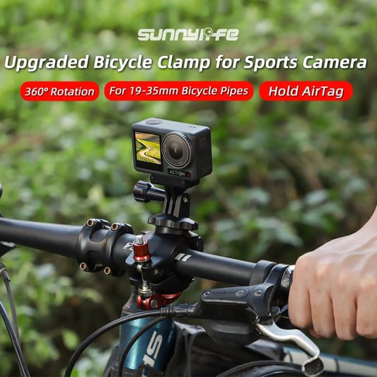 Sunnylife Sports Camera Universal Bicycle Clamp 360 Rotation 19-35mm Clip for DJI Action / Insta360 / GoPro (Black) by Sunnylife
