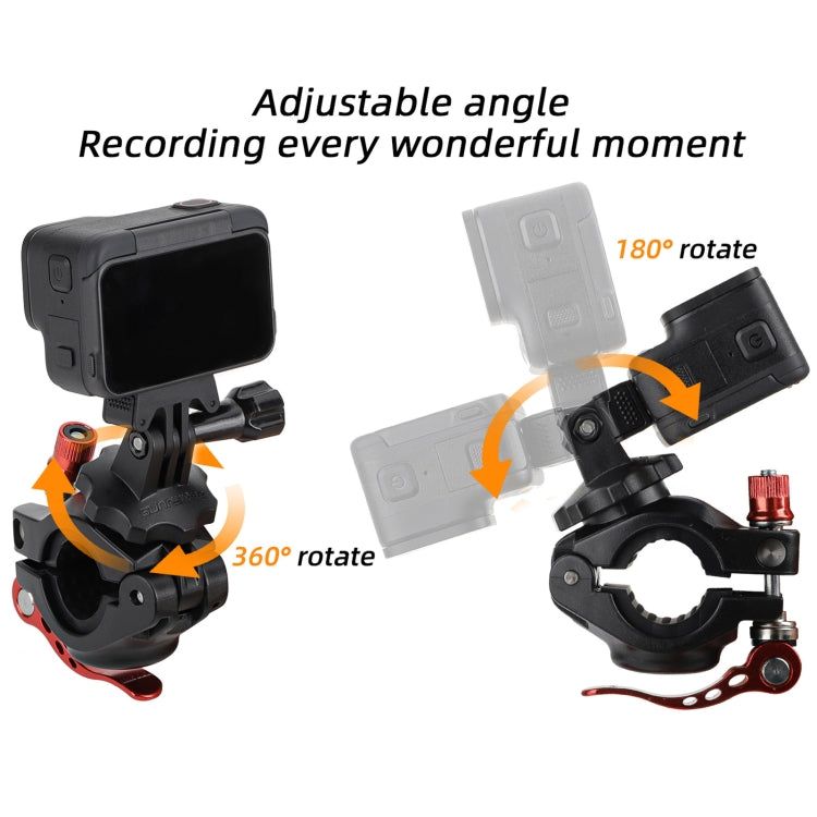 Sunnylife Sports Camera Universal Bicycle Clamp 360 Rotation 19-35mm Clip for DJI Action / Insta360 / GoPro (Black) - Bicycle Handlebar Mount by Sunnylife | Online Shopping UK | buy2fix