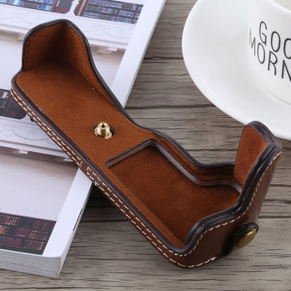1/4 inch Thread PU Leather Camera Half Case Base for Canon EOS M5(Coffee) by buy2fix