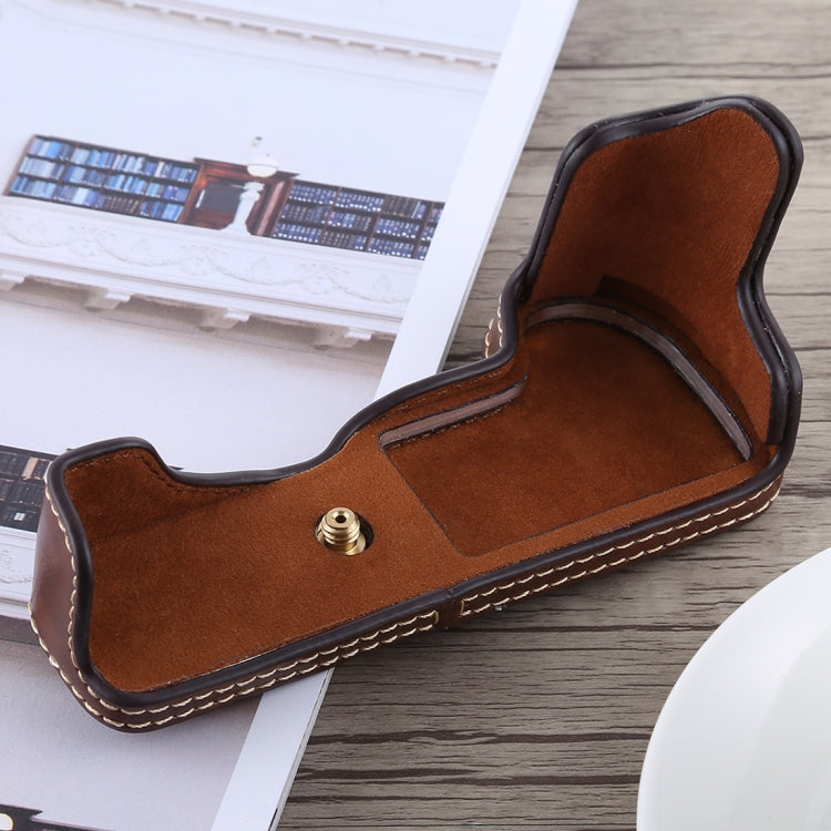 1/4 inch Thread PU Leather Camera Half Case Base for Canon EOS M5(Coffee) by buy2fix