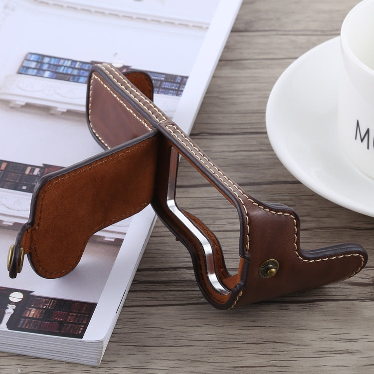 1/4 inch Thread PU Leather Camera Half Case Base for Canon EOS M5(Coffee) by buy2fix