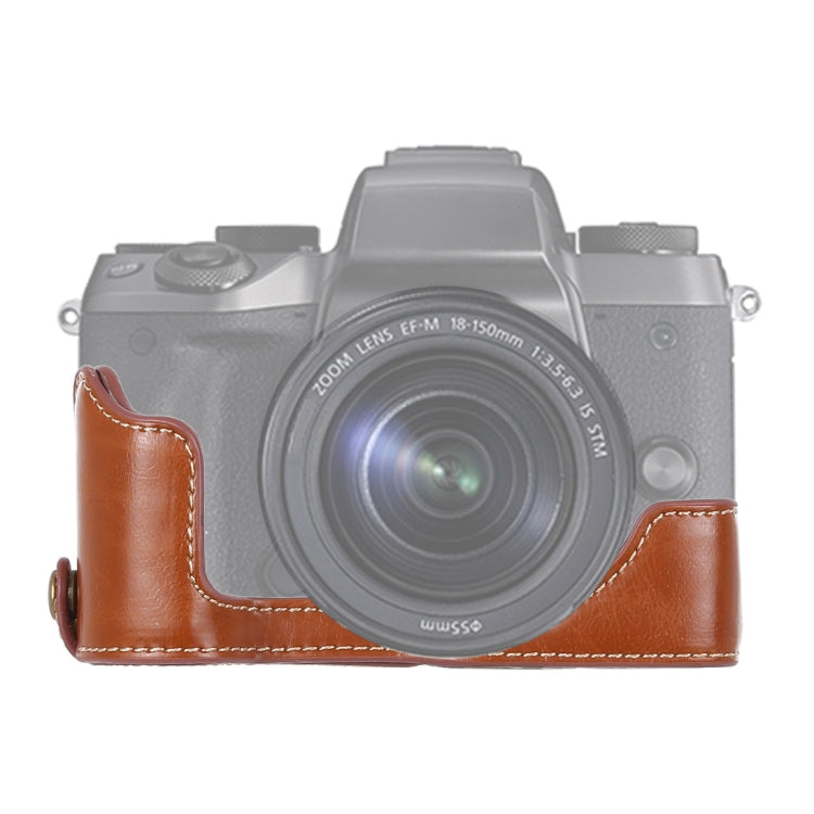 1/4 inch Thread PU Leather Camera Half Case Base for Canon EOS M5(Brown) by buy2fix