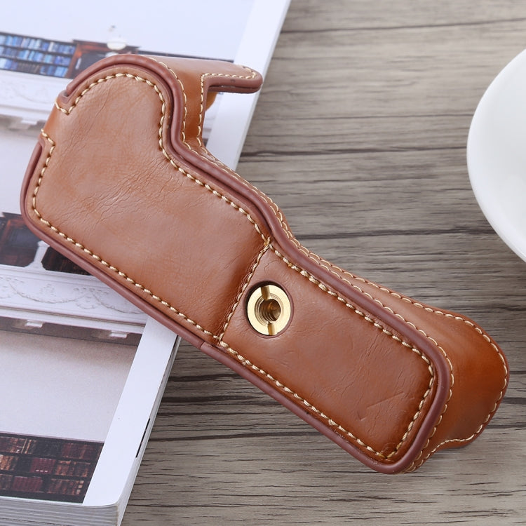 1/4 inch Thread PU Leather Camera Half Case Base for Canon EOS M5(Brown) by buy2fix