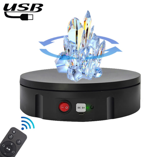 Présentoir rotatif de chargement USB de 22 cm, accessoires de prise de vue vidéo, plateau tournant, charge : 10 kg, sans batterie (noir)
