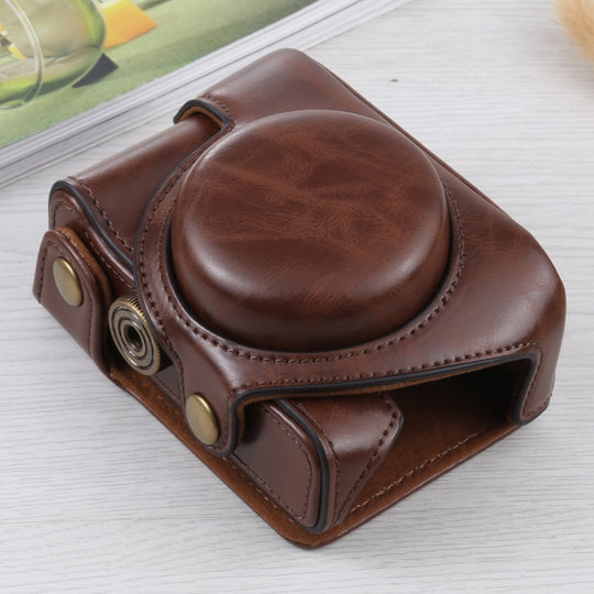 Full Body Camera PU Leather Case Bag for Sony ZV-1(Coffee)