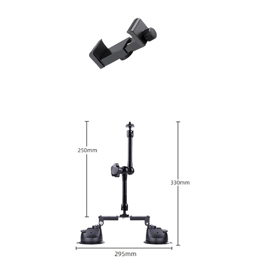 Dual-leg Suction Cup Articulating Friction Magic Arm Phone Clamp Mount (Black) by buy2fix