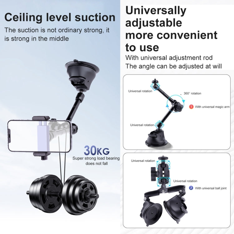 Dual-leg Suction Cup Articulating Friction Magic Arm Phone Clamp Mount (Black) - DJI & GoPro Accessories by buy2fix | Online Shopping UK | buy2fix