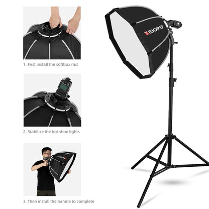 TRIOPO KS65 65cm Speedlite Flash Octagon Parabolic Softbox Diffuser with Bracket Mount Handle for Speedlite - Camera Accessories by TRIOPO | Online Shopping UK | buy2fix