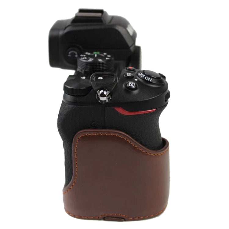 1/4 inch Thread PU Leather Camera Half Case Base for Nikon Z50(Coffee) - Camera Accessories by buy2fix | Online Shopping UK | buy2fix