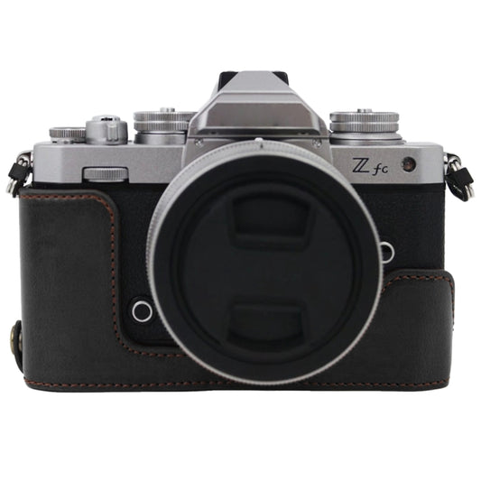 1/4 inch Thread PU Leather Camera Half Case Base for Nikon Z fc (Black) by buy2fix