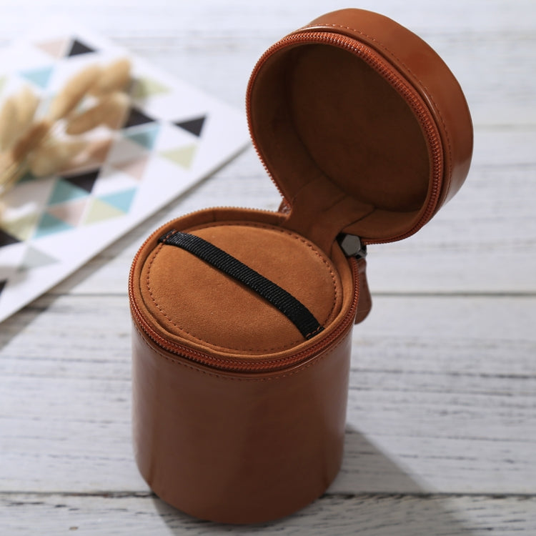 Medium Lens Case Zippered PU Leather Pouch Box for DSLR Camera Lens, Size: 13x9x9cm(Brown) - Camera Accessories by buy2fix | Online Shopping UK | buy2fix