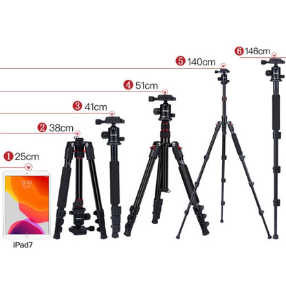 TRIOPO K2508S+B1S Adjustable Portable  Aluminum Alloy Tripod with Ball Head for SLR Camera(Red) - Camera Accessories by TRIOPO | Online Shopping UK | buy2fix
