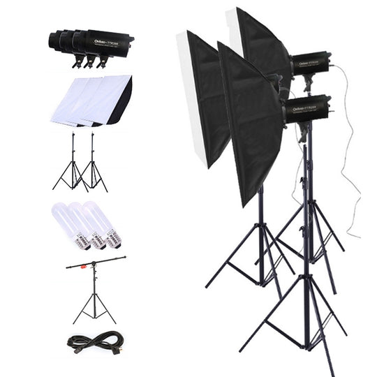 TRIOPO Oubao TTR300W 60x90cm Studio Softbox + support trépied 2.8m + 3x E27 150W ampoule photographie ensemble d'éclairage