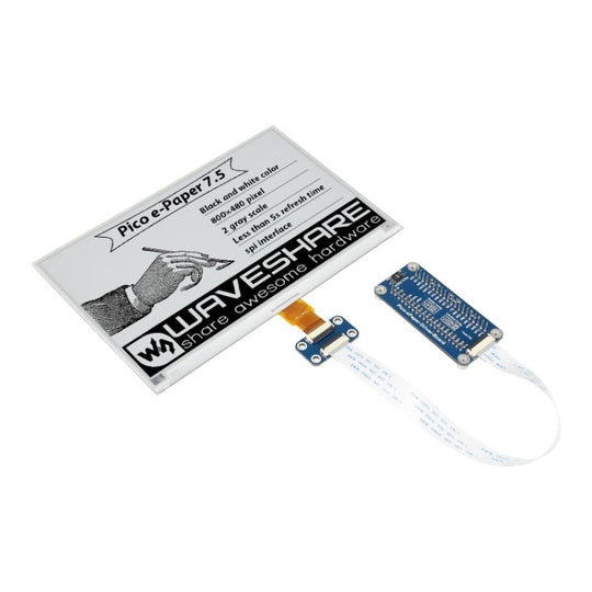 Waveshare 7,5 pouces 800x480 pixels noir blanc e-paper module d'affichage e-ink pour Raspberry Pi Pico, interface SPI
