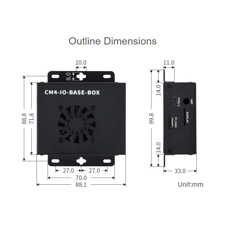 Waveshare Mini IO Board Lite Ver Mini-Computer Base Box with Metal Case & Cooling Fan for Raspberry Pi CM4(EU Plug) - Mini PC Accessories by WAVESHARE | Online Shopping UK | buy2fix