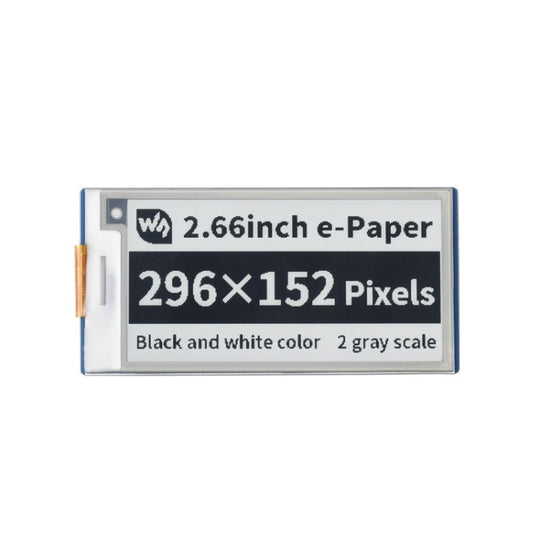 Waveshare 2,66 pouces 296 x 152 pixels module d'affichage e-paper noir/blanc pour Raspberry Pi Pico, interface SPI