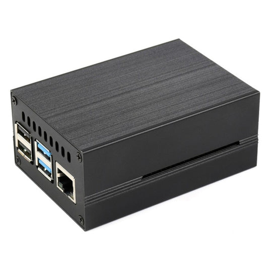 Waveshare Stripe Aluminum Cooling Case for Raspberry Pi 4, Built-In Active Radiator with Fins(Black)