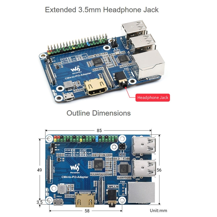 Raspberry Pi CM4 To 3B Adapter for Raspberry Pi 3 Model B/B+ - Modules Expansions Accessories by WAVESHARE | Online Shopping UK | buy2fix