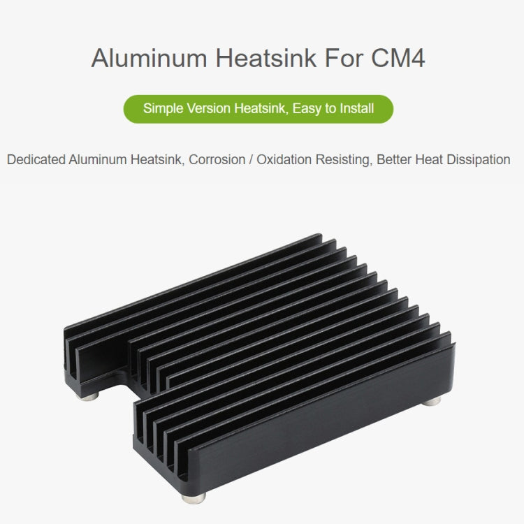 WAVESHARE Aluminum Heatsink for Raspberry Pi CM4, with Antenna Notch (Black) - Consumer Electronics by WAVESHARE | Online Shopping UK | buy2fix