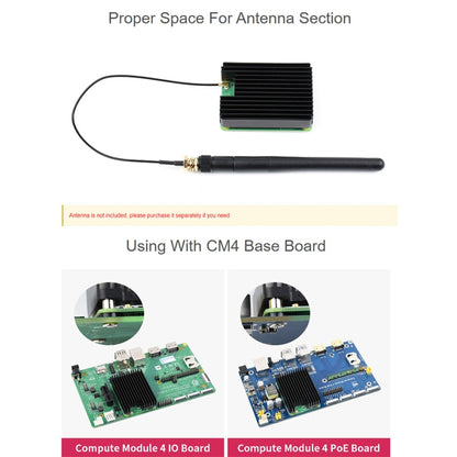 WAVESHARE Aluminum Heatsink for Raspberry Pi CM4, with Antenna Notch (Black) - Consumer Electronics by WAVESHARE | Online Shopping UK | buy2fix