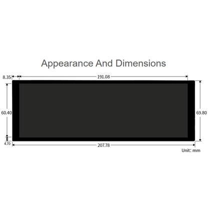 WAVESHARE 7.9 inch Capacitive Touch Display For Raspberry Pi, 400 x 1280, IPS, DSI Interface - LCD & LED Display Module by WAVESHARE | Online Shopping UK | buy2fix