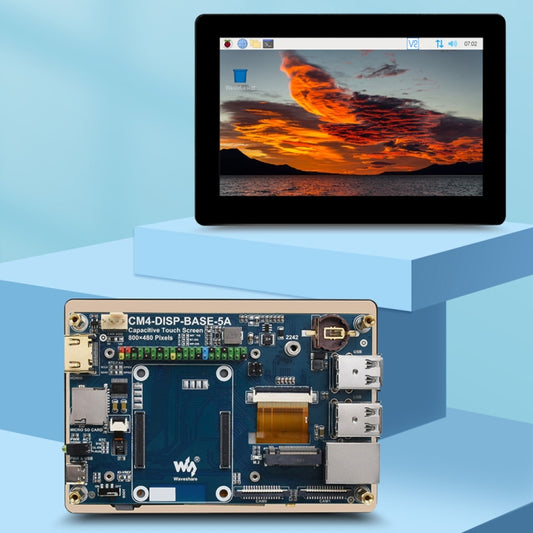 WAVESHARE 5 inch Touch Screen Expansion for Raspberry Pi CM4, PoE Header, Gigabit Ethernet, 4K Output by WAVESHARE