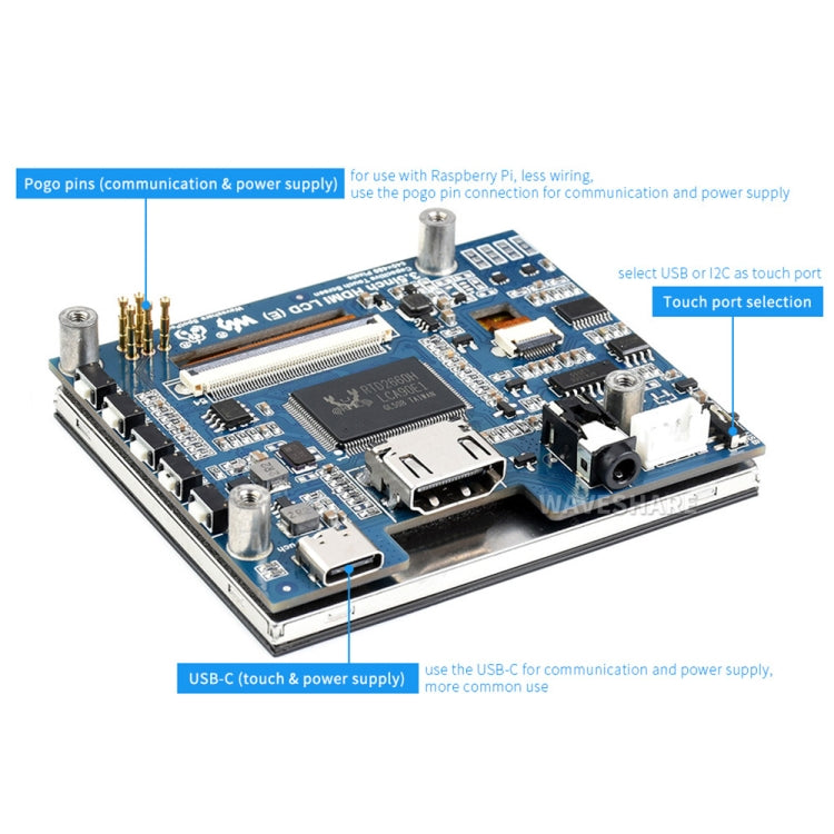 Waveshare 3.5 inch HDMI Capacitive Touch IPS LCD Display (E), 640 x 480, Audio Jack - Consumer Electronics by WAVESHARE | Online Shopping UK | buy2fix