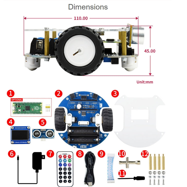 Waveshare PicoGo Mobile Robot, Based on Raspberry Pi Pico, Self Driving, Remote Control(EU Plug) - Consumer Electronics by WAVESHARE | Online Shopping UK | buy2fix